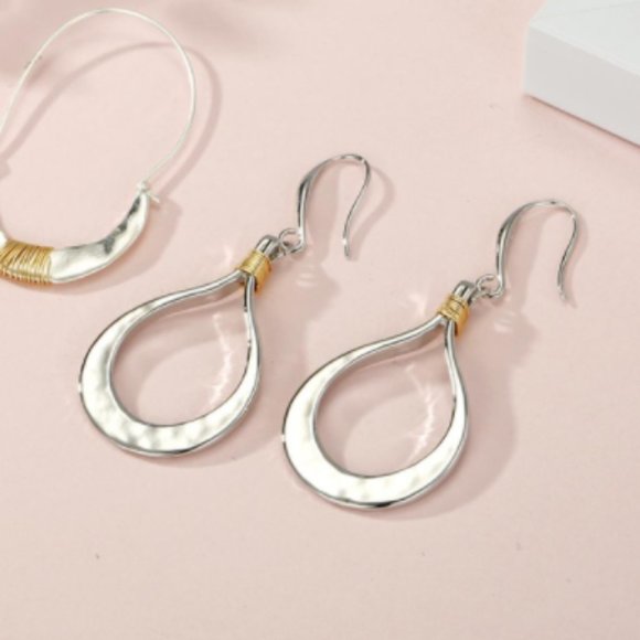 Water Drop Earrings Hand Hammered NEW - Picture 3 of 6